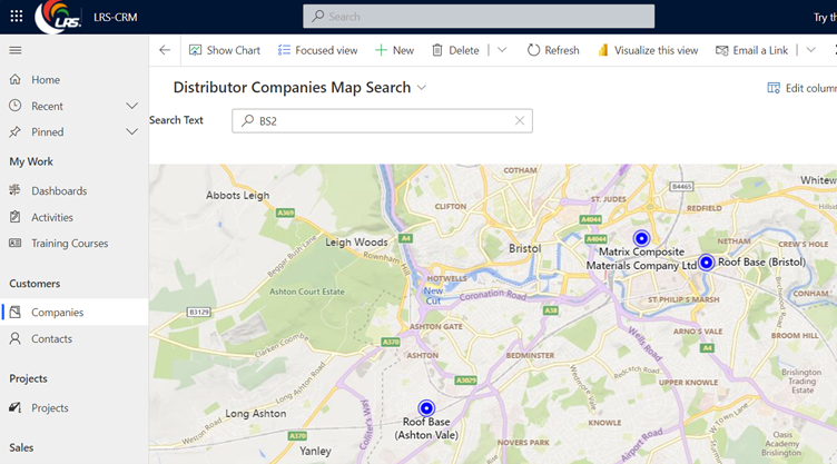 Nearby Company Map Dynamics 365